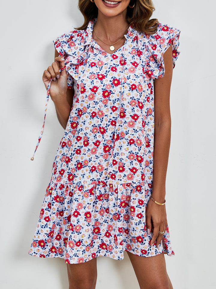 Tied Floral Cap Sleeve Mini Dress | Trendsi