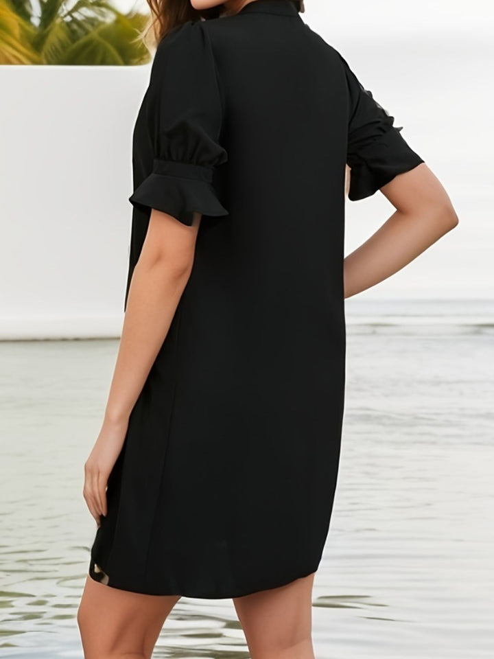 Notched Flounce Sleeve Mini Dress | Trendsi