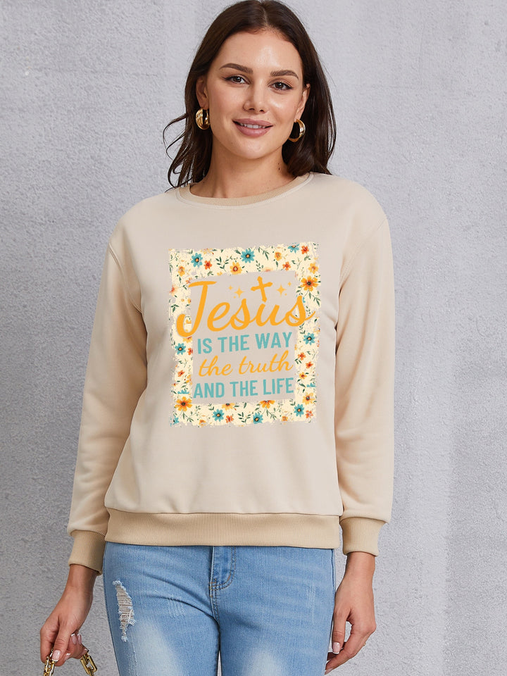 JESUS IS THE WAY THE TRUTH AND THE LIFE Round Neck Sweatshirt | Trendsi