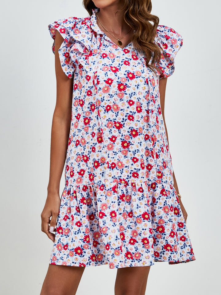 Tied Floral Cap Sleeve Mini Dress | Trendsi