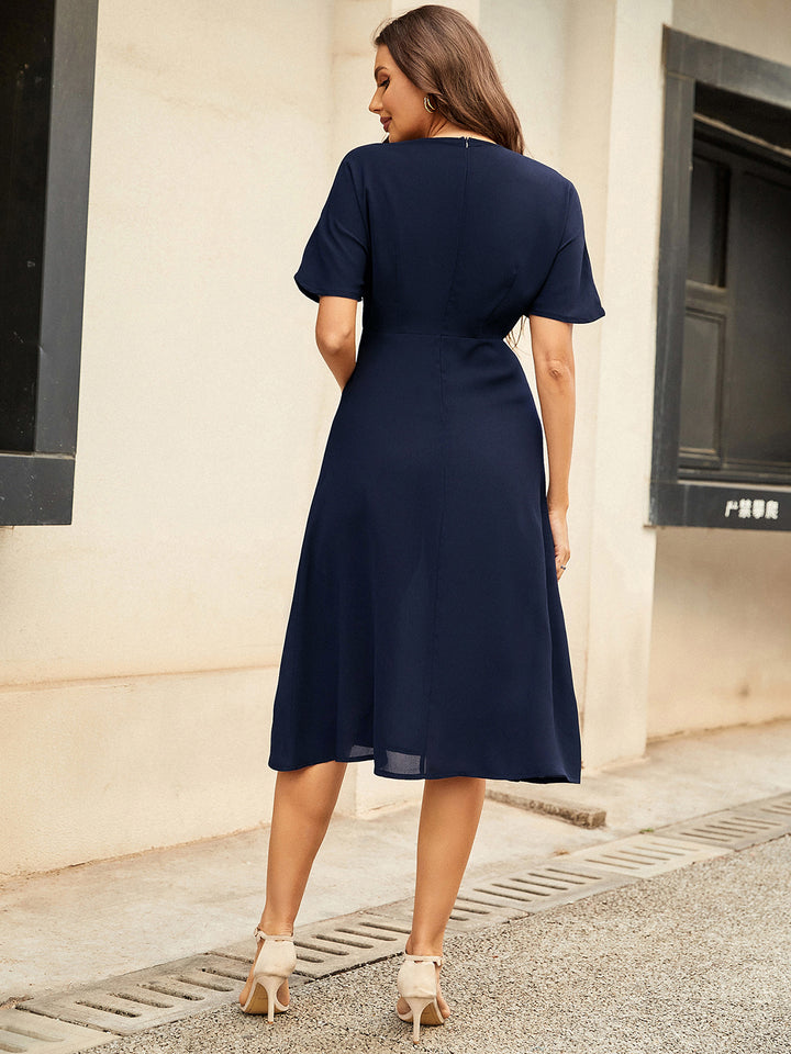 Round Neck Short Sleeve Midi Dress | Trendsi
