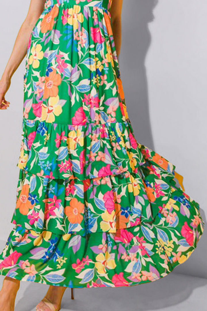 Tiered Ruffled Printed Sleeveless Dress | Trendsi