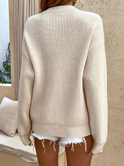 Half Button Dropped Shoulder Sweater | Trendsi