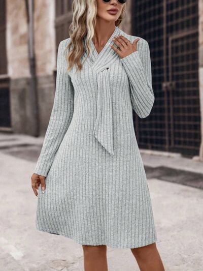 Ribbed Long Sleeve Sweater Dress | Trendsi
