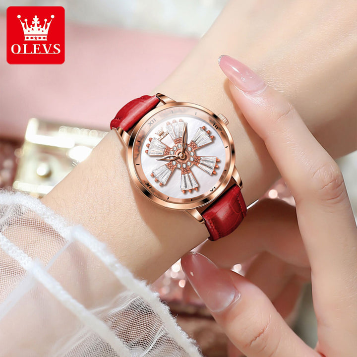 OLEVS 5579 PINK Strap Rose Gold for Women And Men Wristwatch Quartz | 1mrk.com