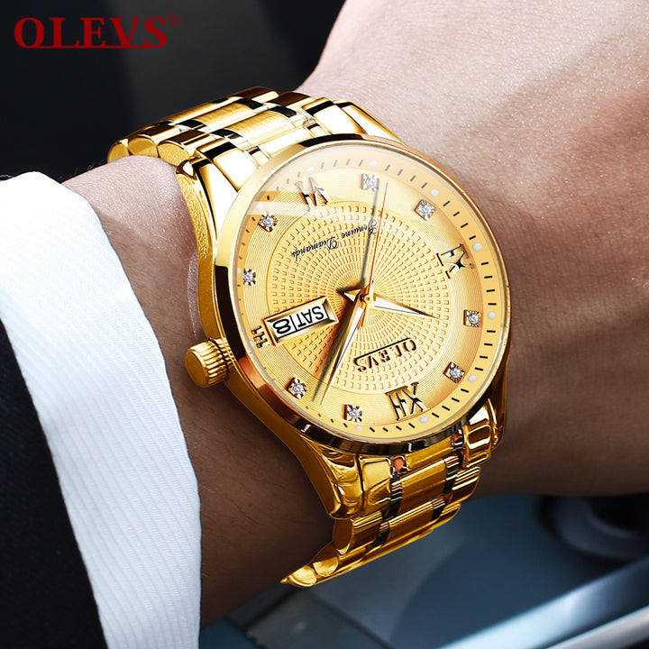 6603 OLEVS HandWatch Brand Luxury Men Business Watch Gold Diamond Mechanical | 1mrk.com