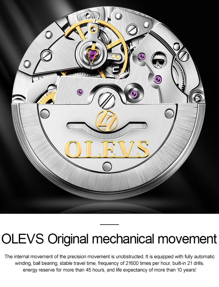 6603 OLEVS HandWatch Brand Luxury Men Business Watch Gold Diamond Mechanical | 1mrk.com