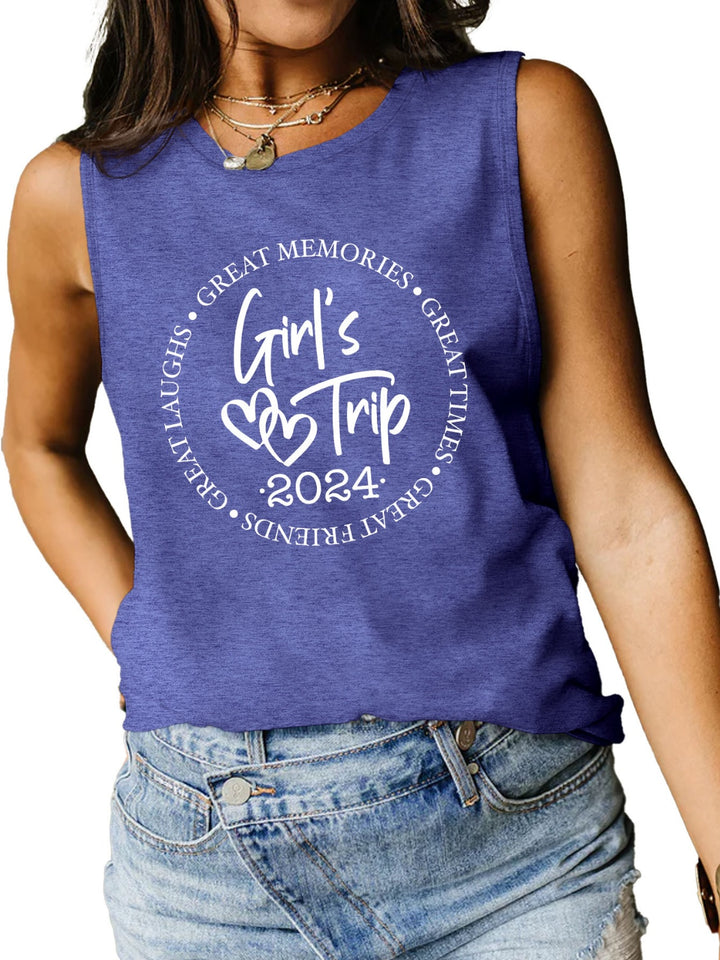 Letter Graphic Round Neck Tank | Trendsi