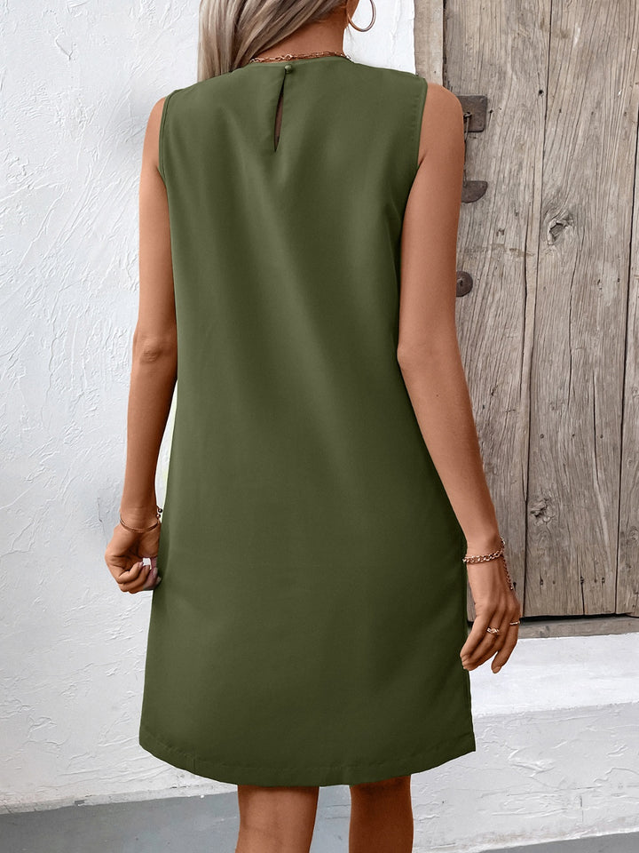 Pocketed Round Neck Sleeveless Mini Dress | Trendsi