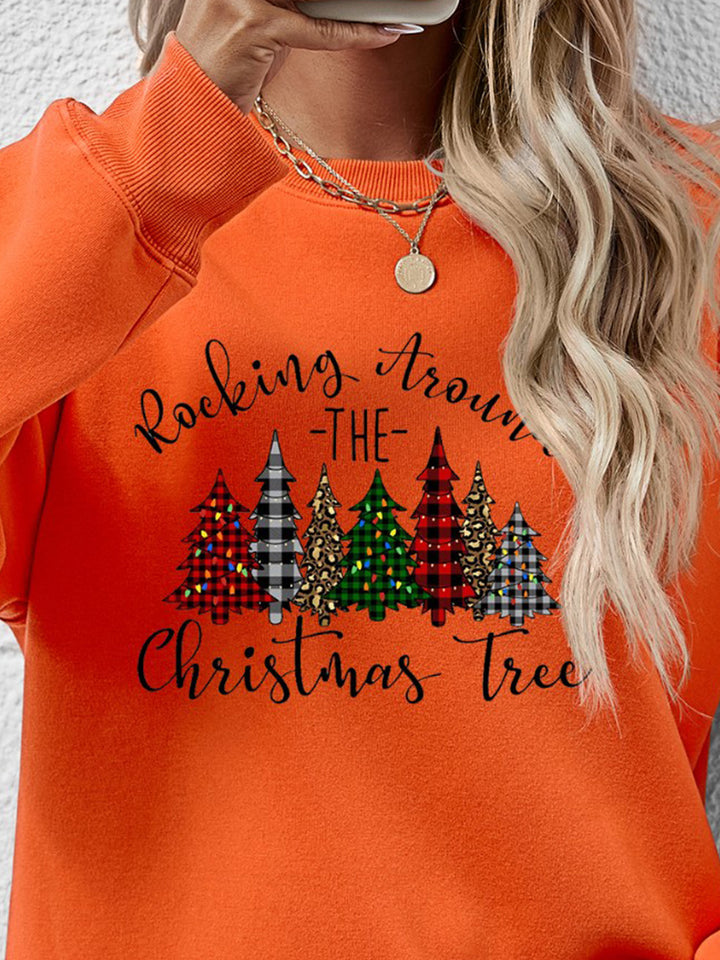 Christmas Tree Graphic Round Neck Sweatshirt | Trendsi