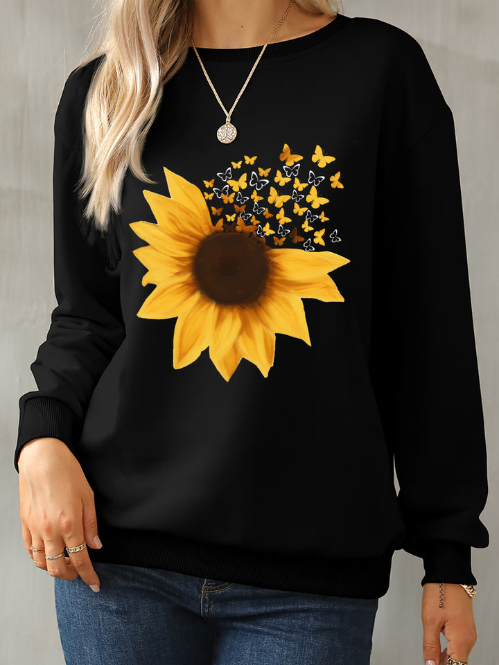 Sunflower Round Neck Dropped Shoulder Sweatshirt | Trendsi