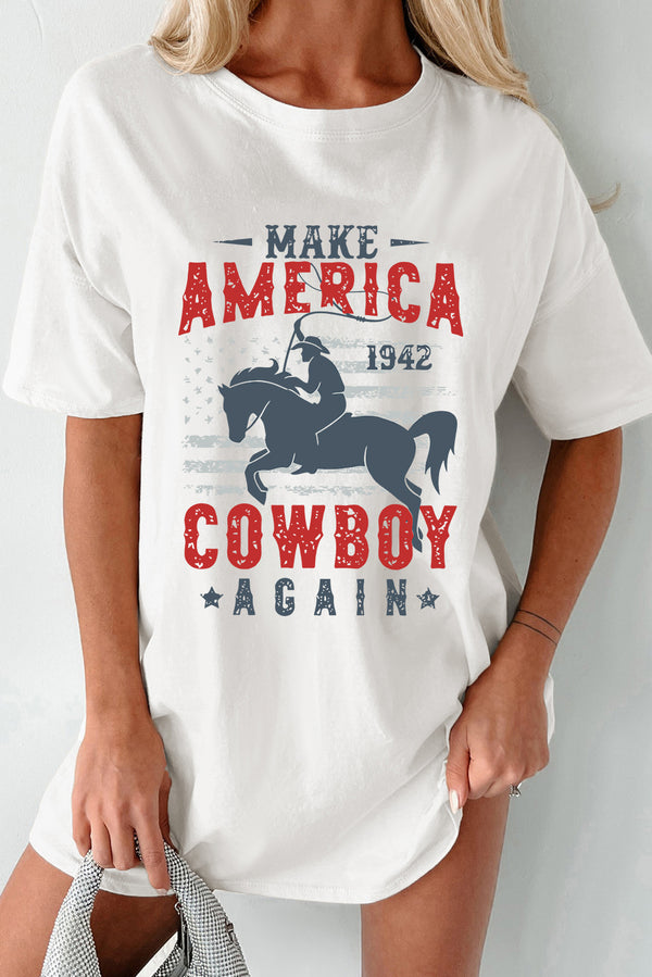 Cowboy Graphic Round Neck Half Sleeve T-Shirt | Trendsi