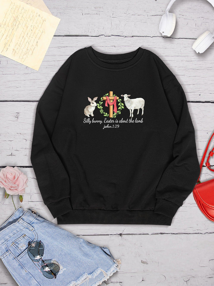 EASTER Graphic Round Neck Sweatshirt | Trendsi