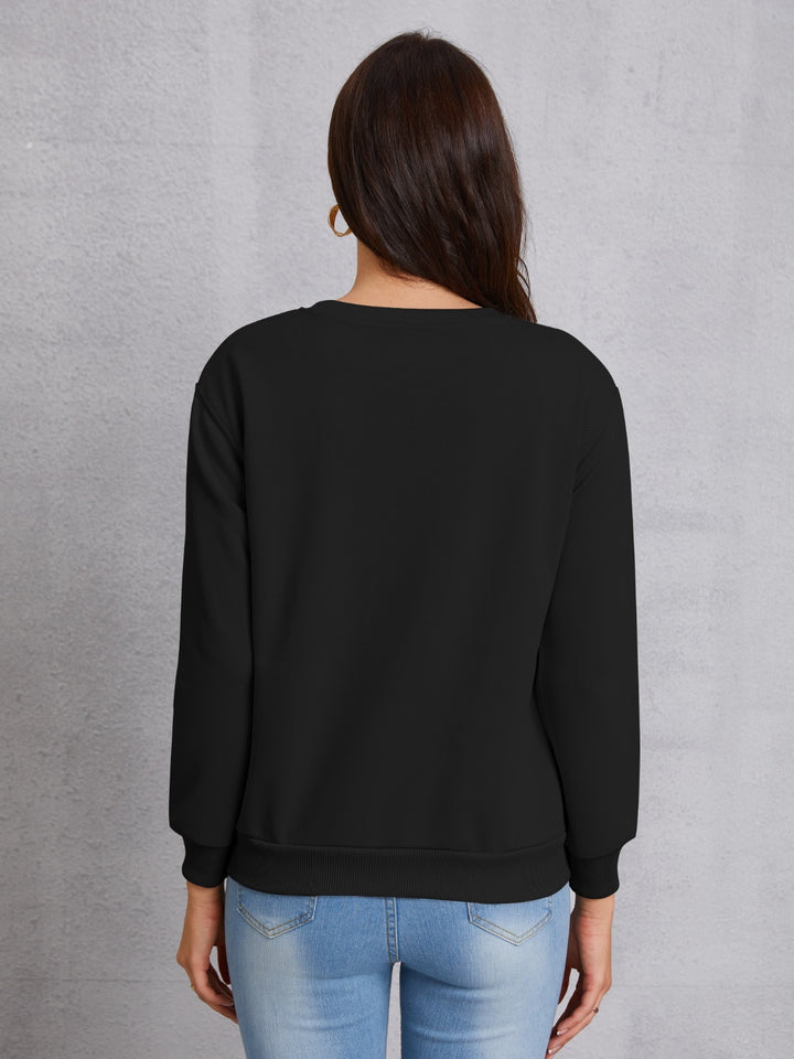 Goose Graphic Round Neck Sweatshirt | Trendsi