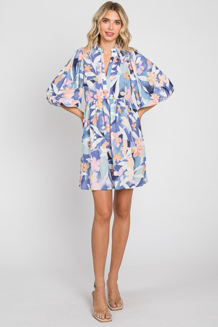 GeeGee Floral Print Mini Dress | Trendsi