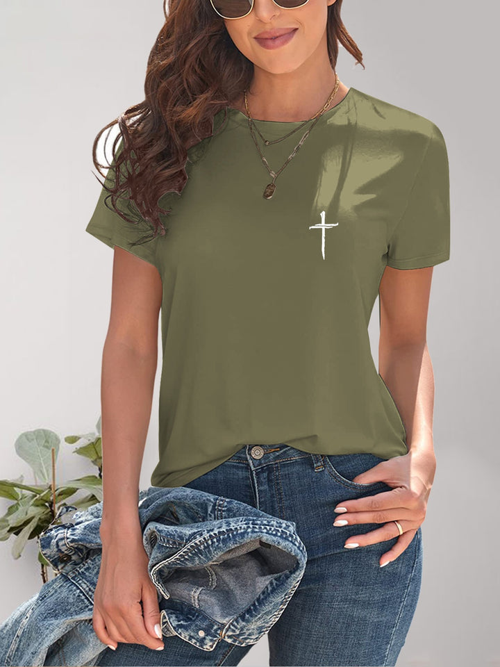 Cross Graphic Round Neck T-Shirt | Trendsi