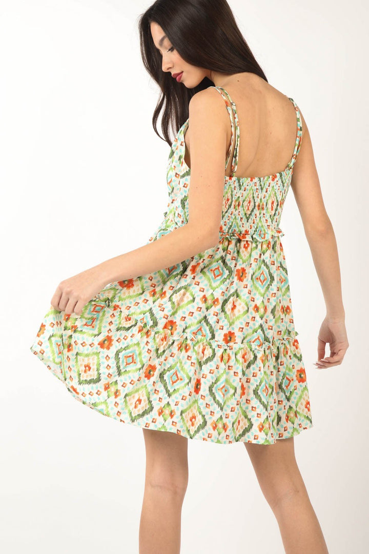 VERY J Floral Back Smocked Ruffled Mini Dress | Trendsi