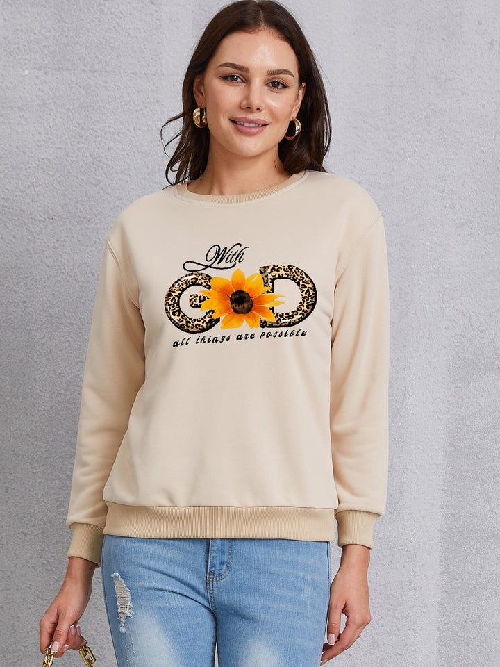 Sunflower Round Neck Dropped Shoulder Sweatshirt | Trendsi