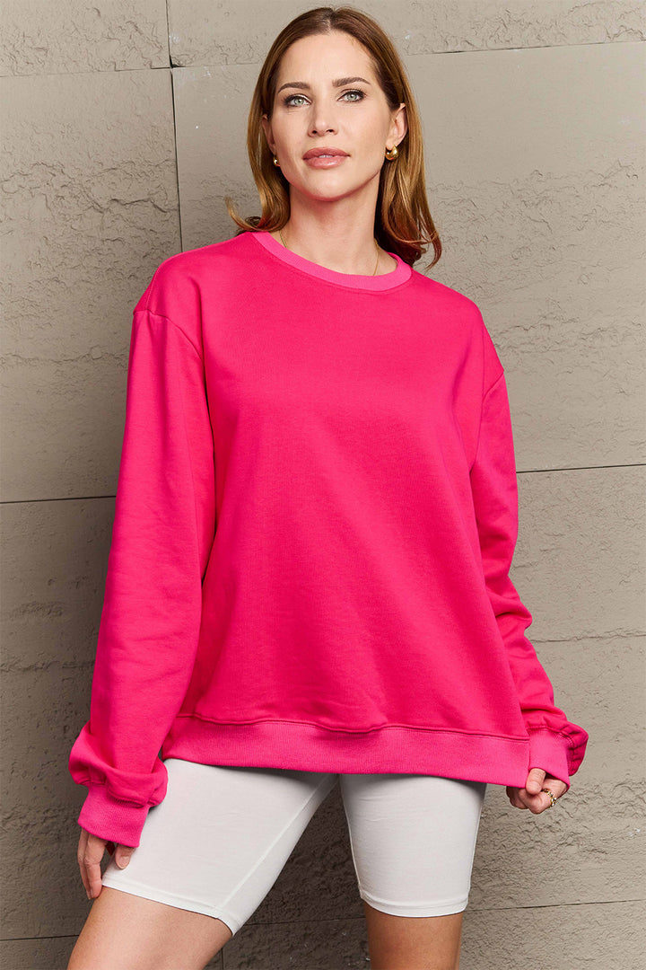 Simply Love Full Size ENJOY THE LITTLE THINGS Round Neck Sweatshirt | Trendsi