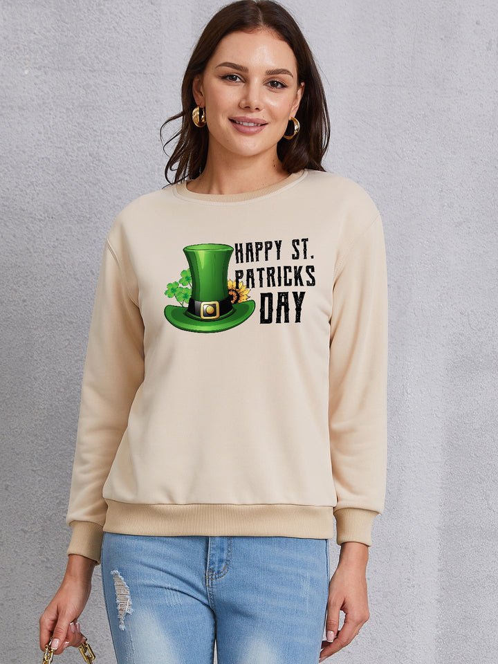 HAPPY ST. PATRICKS DAY Dropped Shoulder Sweatshirt | Trendsi