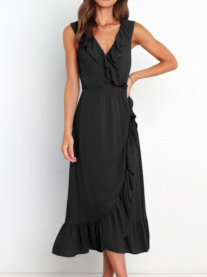 Ruffled Surplice Sleeveless Midi Dress | Trendsi