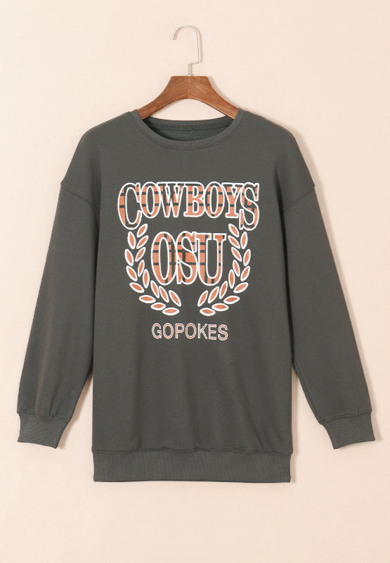 Letter Graphic Round Neck Long Sleeve Sweatshirt | Trendsi