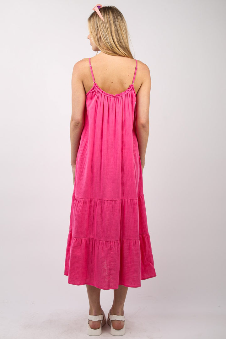 VERY J Ruffled A-Line Midi Cami Dress | Trendsi