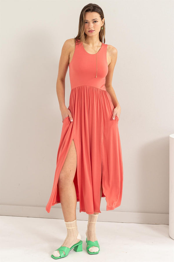 HYFVE Sleeveless Slit Midi Dress | Trendsi