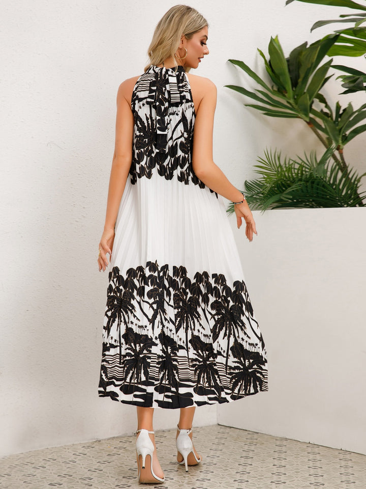 Tied Printed Sleeveless Midi Dress | Trendsi