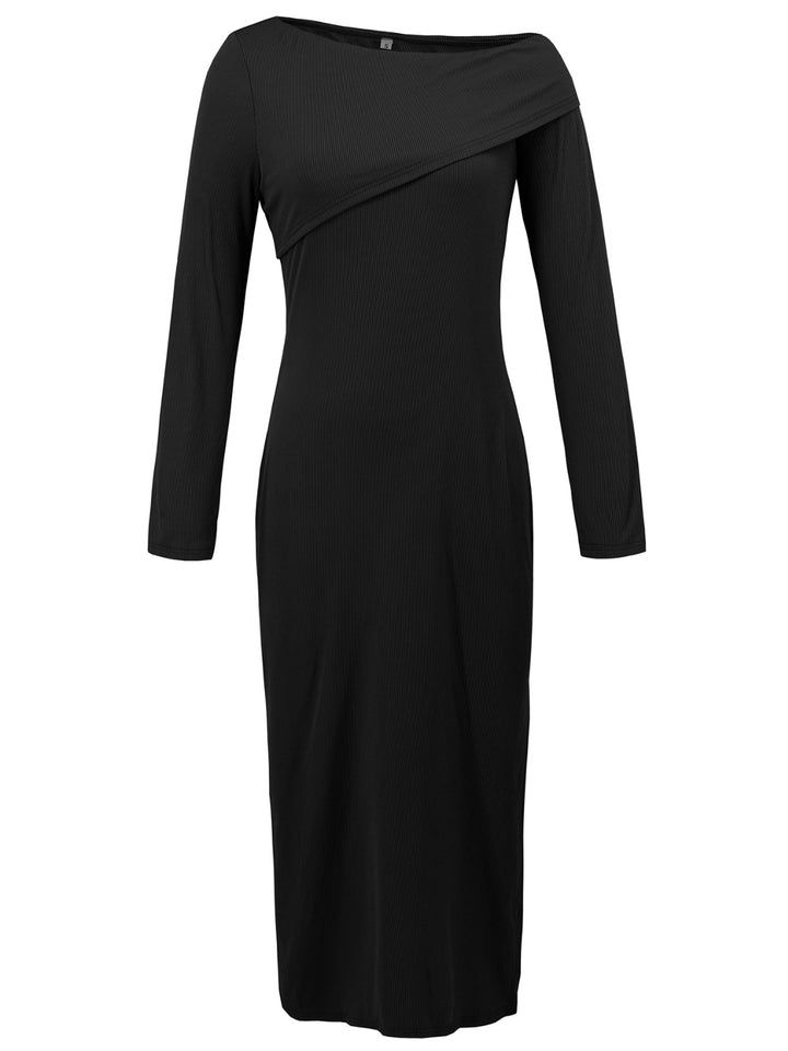 Slit One Shoulder Long Sleeve Dress | Trendsi