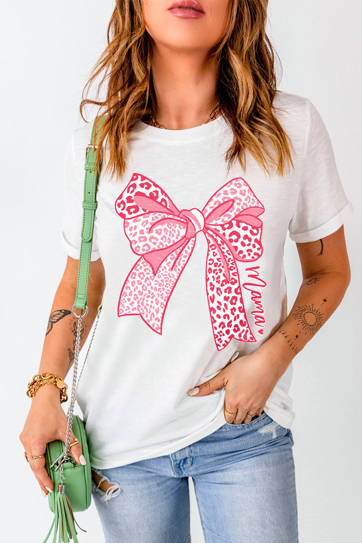 Bow Graphic Round Neck Short Sleeve T-Shirt | Trendsi