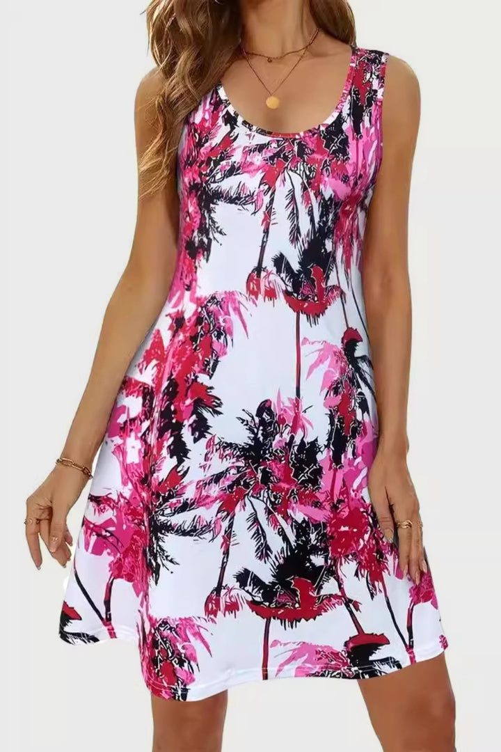 Printed Scoop Neck Wide Strap Mini Dress | Trendsi