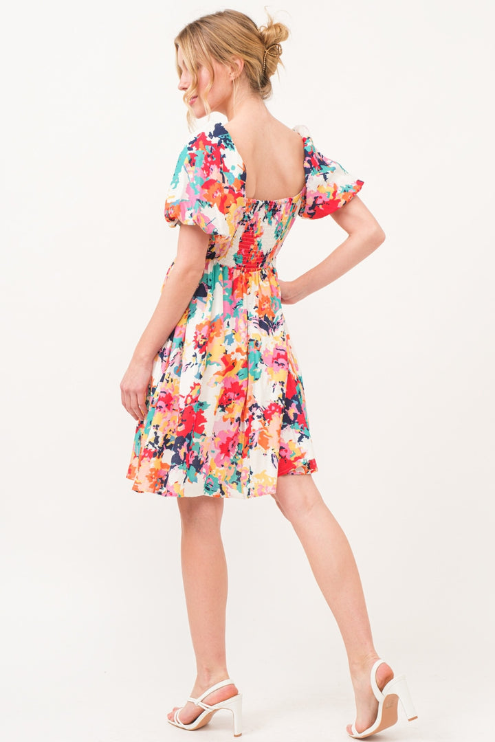 And The Why Square Neck Puff Sleeve Floral Dress | Trendsi