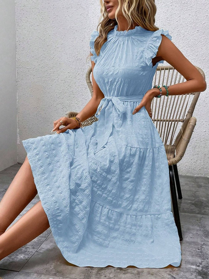 Tied Ruffled Cap Sleeve Midi Dress | Trendsi