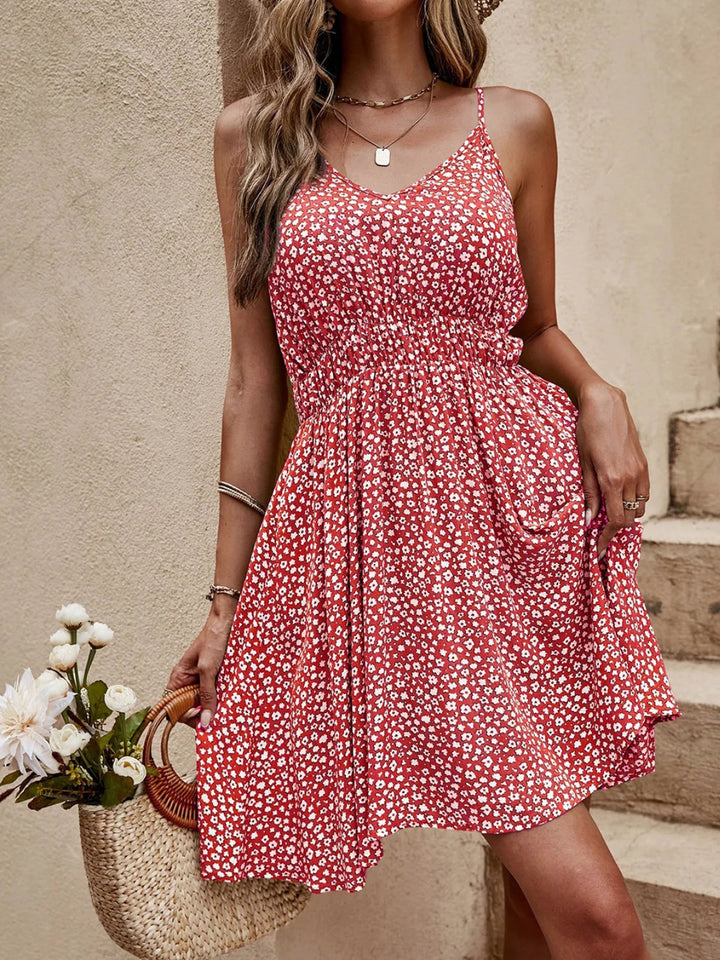 Floral V-Neck Mini Cami Dress | Trendsi