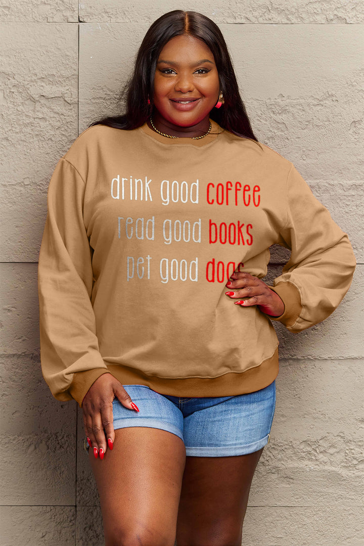 Simply Love Full Size Letter Graphic Round Neck Sweatshirt | Trendsi