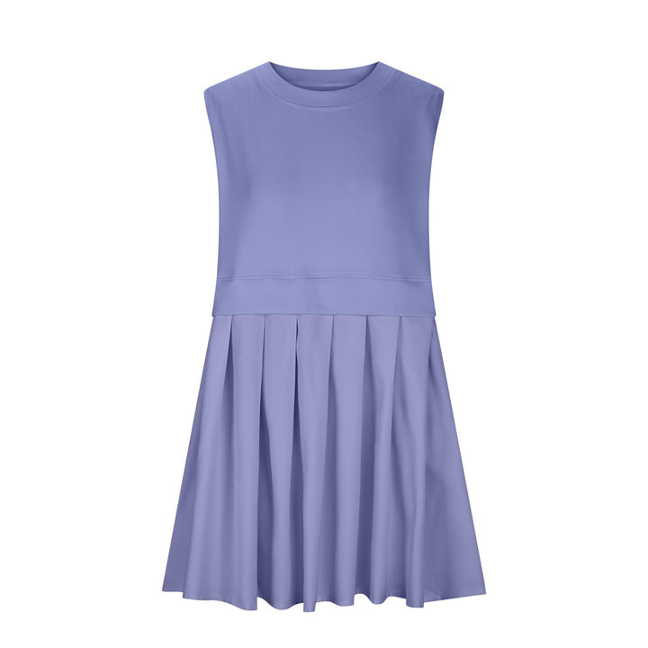 Pleated Round Neck Sleeveless Mini Dress | Trendsi