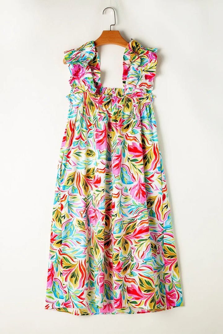 Ruffled Printed Sleeveless Dress | Trendsi