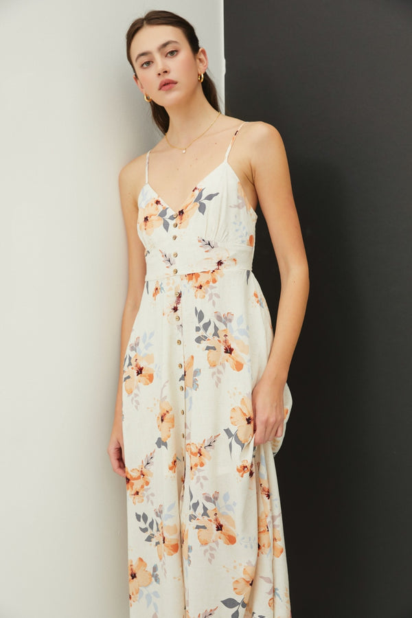Be Cool Floral Button Down Cami Midi Dress | Trendsi