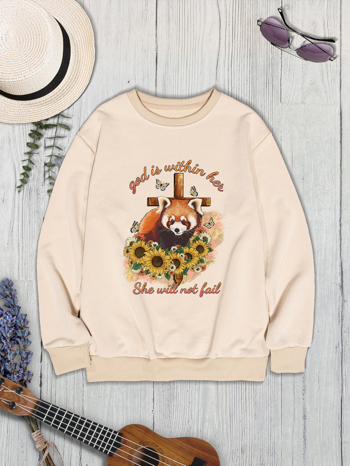 Graphic Round Neck Long Sleeve Sweatshirt | Trendsi