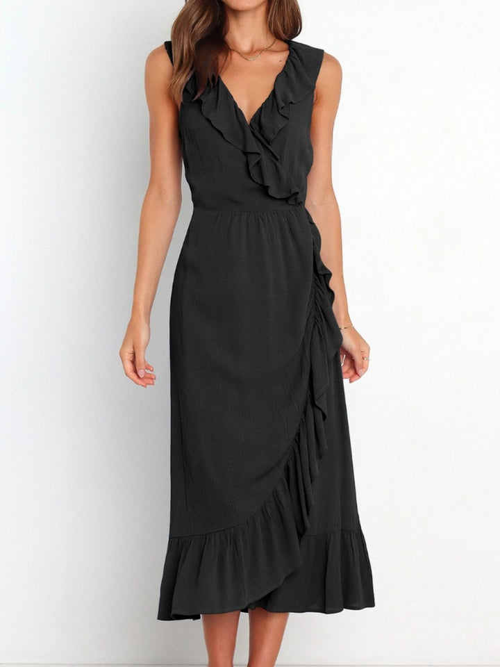 Ruffled Surplice Sleeveless Midi Dress | Trendsi