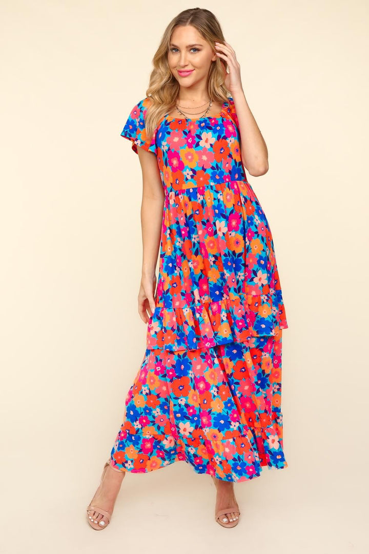 Haptics Floral Maxi Ruffled Dress with Side Pockets | Trendsi