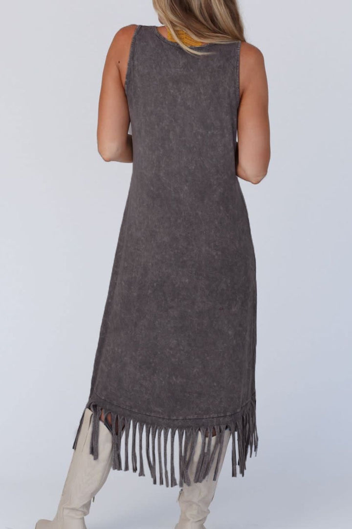 Tassel Round Neck Sleeveless Midi Dress | Trendsi