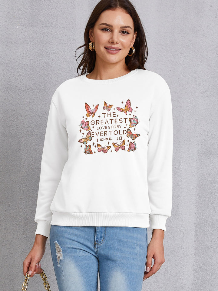 THE GREATEST LOVESTORY EVERTOLD Round Neck Sweatshirt | Trendsi