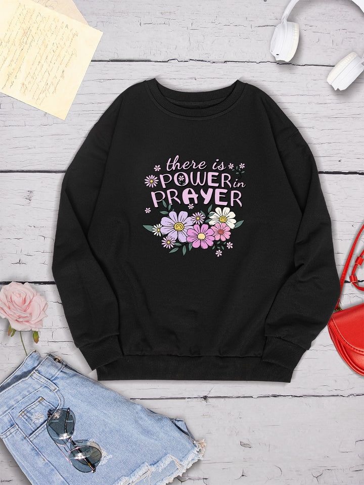 THERE IS POWER PRAYER Round Neck Sweatshirt | Trendsi