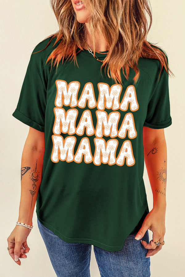 MAMA Round Neck Short Sleeve T-Shirt | Trendsi