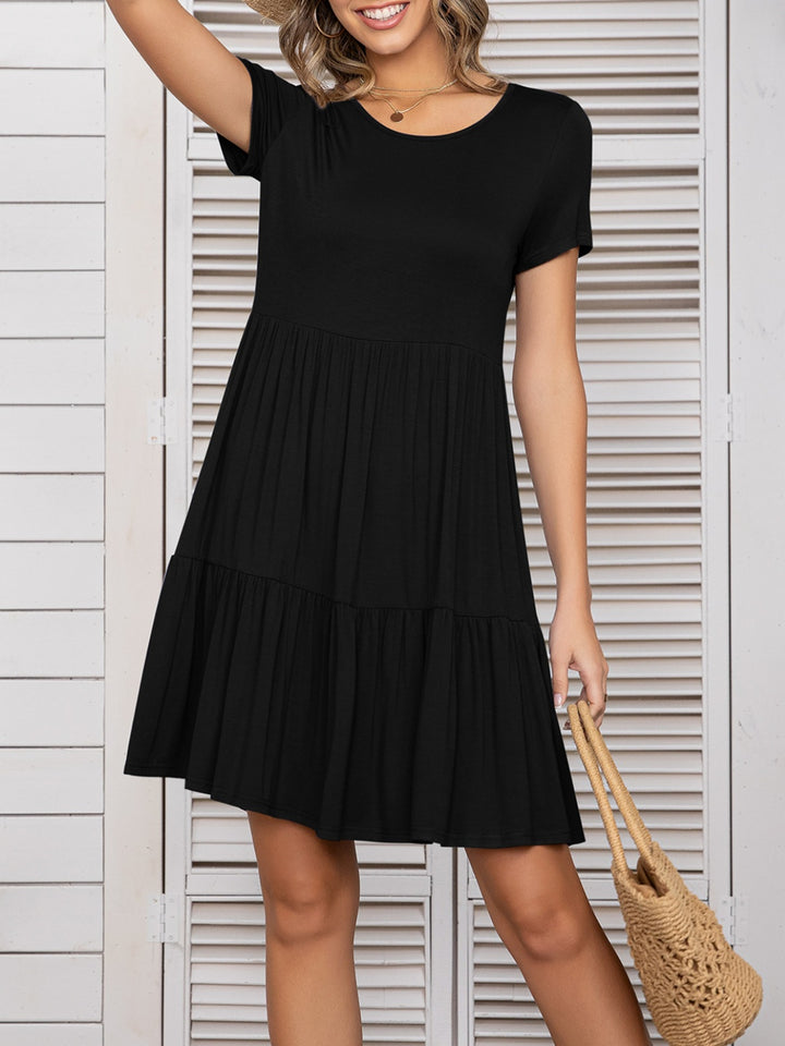 Round Neck Short Sleeve Mini Tee Dress | Trendsi