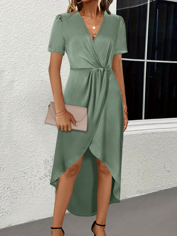 Surplice Short Sleeve Midi Dress | Trendsi