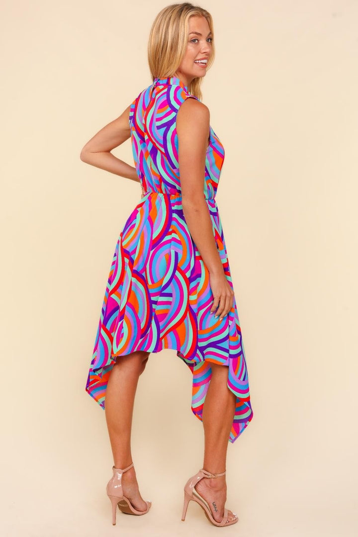 Haptics Full Size Mock Neck Sleeveless Printed Dress | Trendsi