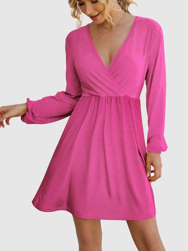 Surplice Long Sleeve Mini Dress | Trendsi